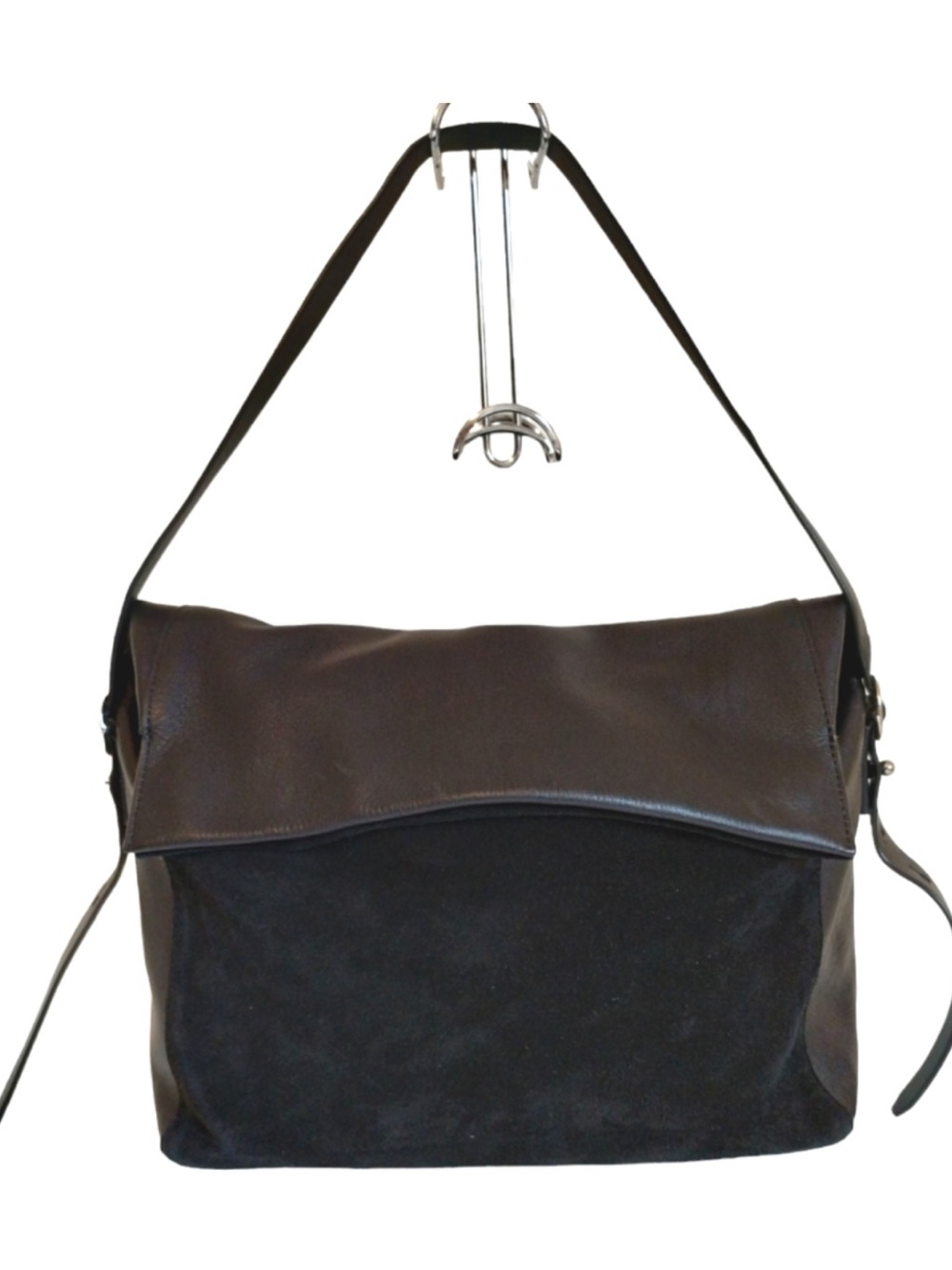 All Saints Genuine Leather Suede Front Fold over Shoulder Bag
